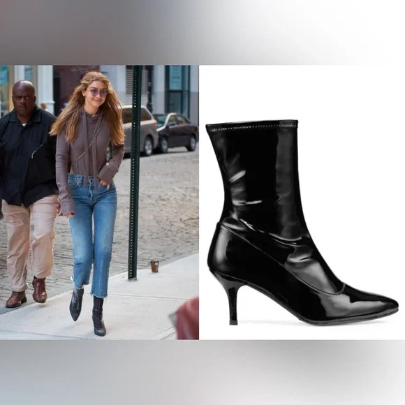 Stuart Weitzman Clingy Patent Leather Pointed Toe Booties!! - Picture 1 of 14